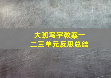 大班写字教案一二三单元反思总结