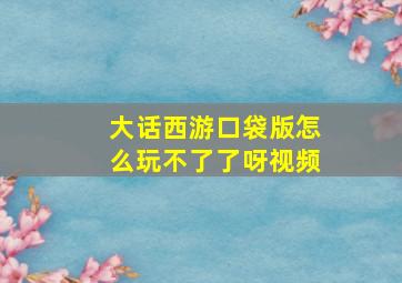 大话西游口袋版怎么玩不了了呀视频