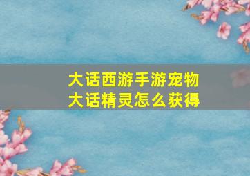 大话西游手游宠物大话精灵怎么获得