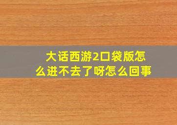 大话西游2口袋版怎么进不去了呀怎么回事