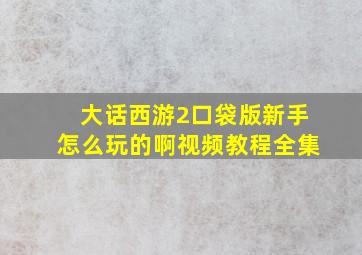 大话西游2口袋版新手怎么玩的啊视频教程全集