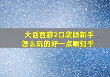 大话西游2口袋版新手怎么玩的好一点啊知乎