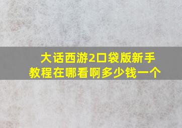 大话西游2口袋版新手教程在哪看啊多少钱一个