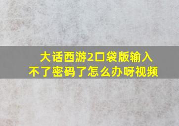 大话西游2口袋版输入不了密码了怎么办呀视频