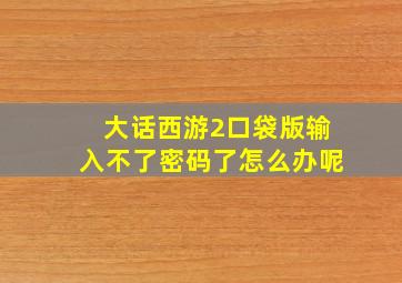 大话西游2口袋版输入不了密码了怎么办呢