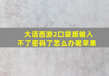 大话西游2口袋版输入不了密码了怎么办呢苹果