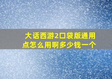 大话西游2口袋版通用点怎么用啊多少钱一个