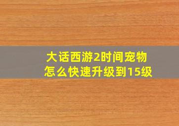 大话西游2时间宠物怎么快速升级到15级