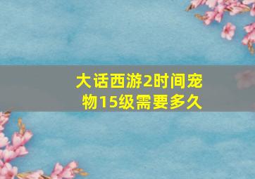 大话西游2时间宠物15级需要多久