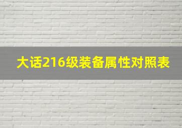 大话216级装备属性对照表