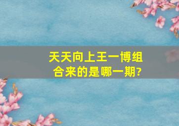 天天向上王一博组合来的是哪一期?