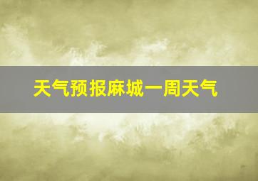 天气预报麻城一周天气