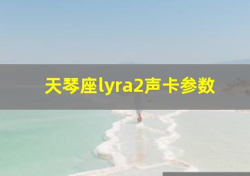 天琴座lyra2声卡参数