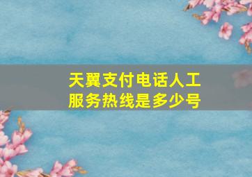 天翼支付电话人工服务热线是多少号