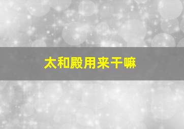 太和殿用来干嘛