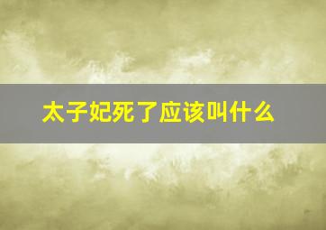 太子妃死了应该叫什么