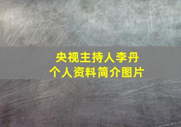 央视主持人李丹个人资料简介图片