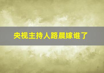 央视主持人路晨嫁谁了