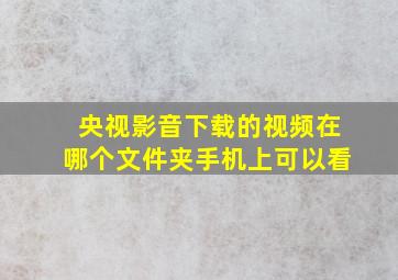 央视影音下载的视频在哪个文件夹手机上可以看