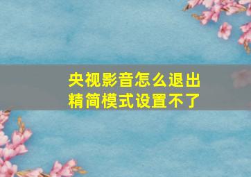 央视影音怎么退出精简模式设置不了