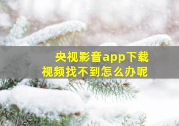 央视影音app下载视频找不到怎么办呢