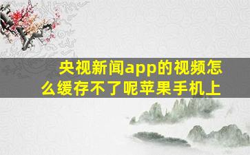 央视新闻app的视频怎么缓存不了呢苹果手机上