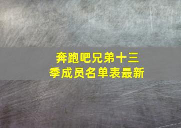 奔跑吧兄弟十三季成员名单表最新