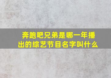 奔跑吧兄弟是哪一年播出的综艺节目名字叫什么