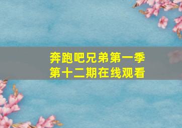 奔跑吧兄弟第一季第十二期在线观看