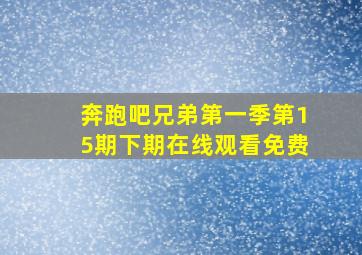 奔跑吧兄弟第一季第15期下期在线观看免费