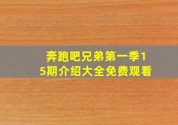 奔跑吧兄弟第一季15期介绍大全免费观看