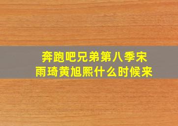 奔跑吧兄弟第八季宋雨琦黄旭熙什么时候来