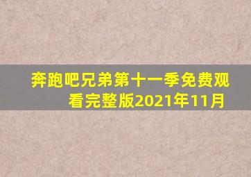 奔跑吧兄弟第十一季免费观看完整版2021年11月