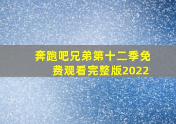 奔跑吧兄弟第十二季免费观看完整版2022