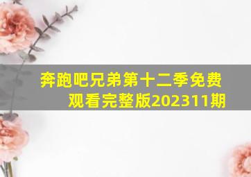 奔跑吧兄弟第十二季免费观看完整版202311期