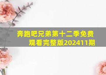 奔跑吧兄弟第十二季免费观看完整版202411期