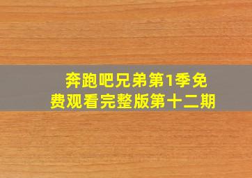 奔跑吧兄弟第1季免费观看完整版第十二期