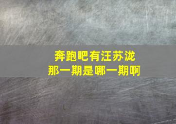 奔跑吧有汪苏泷那一期是哪一期啊