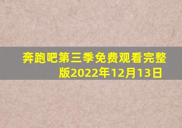 奔跑吧第三季免费观看完整版2022年12月13日