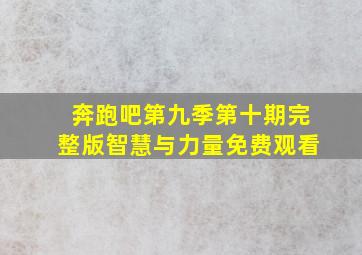 奔跑吧第九季第十期完整版智慧与力量免费观看