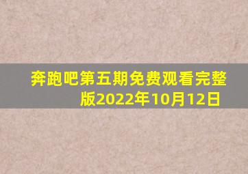 奔跑吧第五期免费观看完整版2022年10月12日