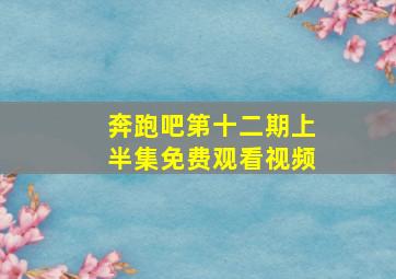 奔跑吧第十二期上半集免费观看视频