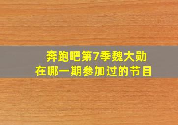 奔跑吧第7季魏大勋在哪一期参加过的节目