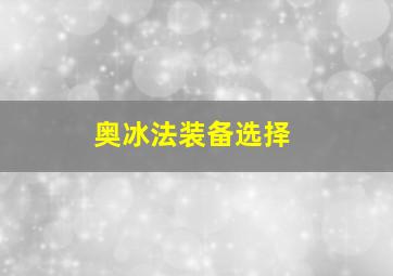 奥冰法装备选择