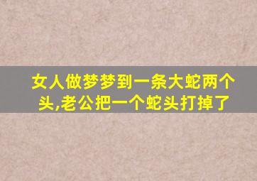 女人做梦梦到一条大蛇两个头,老公把一个蛇头打掉了