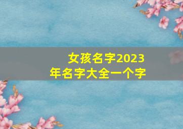 女孩名字2023年名字大全一个字