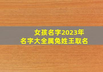 女孩名字2023年名字大全属兔姓王取名