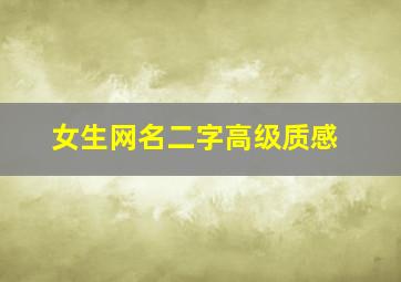 女生网名二字高级质感