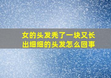 女的头发秃了一块又长出细细的头发怎么回事