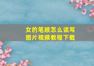 女的笔顺怎么读写图片视频教程下载